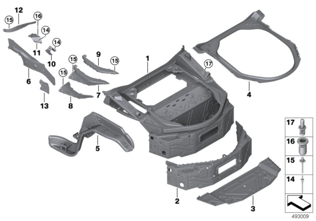 2020 BMW i8 Mounting Parts For Trunk Floor Panel Diagram