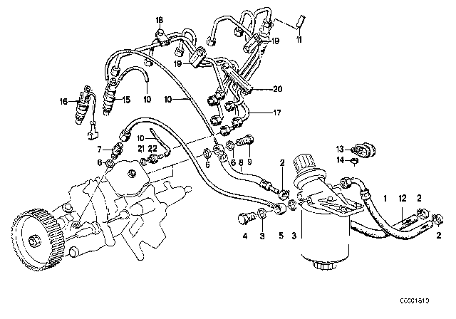 1986 BMW 524td Fuel Pipe Diagram for 13531287251