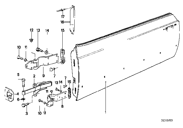 1983 BMW 633CSi Front Door - Hinge / Door Brake Diagram