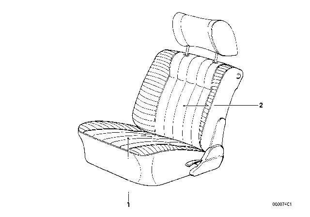 1989 BMW 325ix Seat Cover Front Diagram