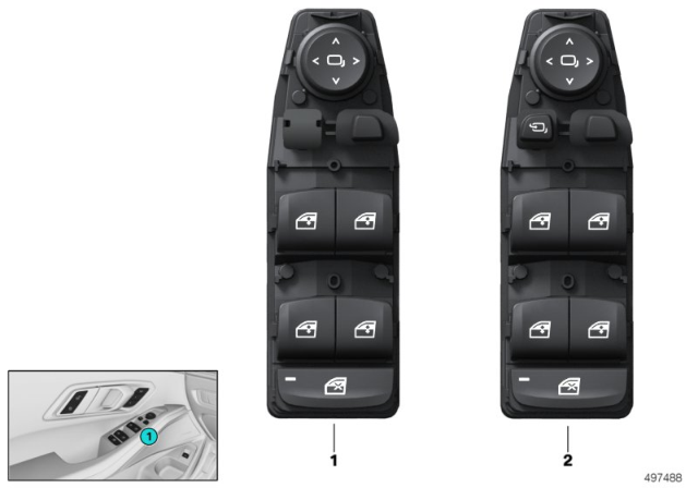 2019 BMW 330i xDrive Operating Unit, Switch Cluster, Door Diagram