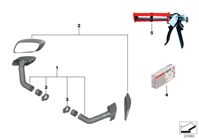 2011 BMW X5 Exhaust Tailpipe W.Trim In Full Chrome Diagram for 18302185392