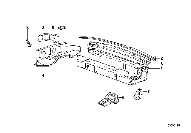 1989 BMW 325i Rear Window Frame Bottom Part Diagram for 41328106831