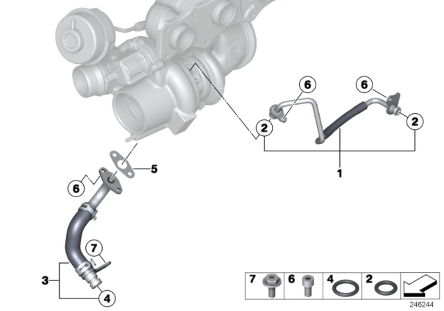 2014 BMW 428i xDrive Oil Supply, Turbocharger Diagram