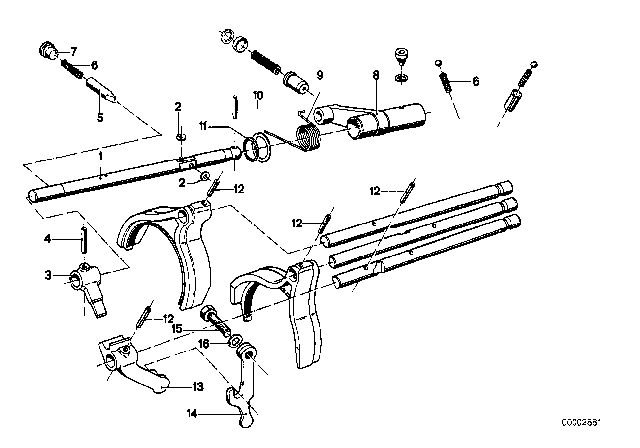 1977 BMW 530i Inner Gear Shifting Parts (Getrag 262) Diagram 1