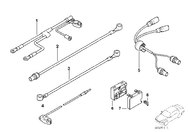 1999 BMW 750iL 2Nd Battery Cable Diagram for 12421716326