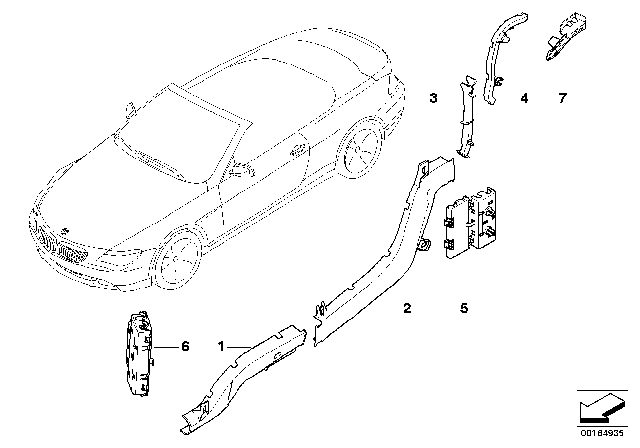 2007 BMW 650i Front Left Cable Covering Diagram for 61136929357