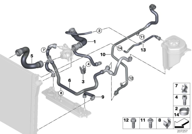 2009 BMW X5 Coolant Hose Diagram for 17127537108