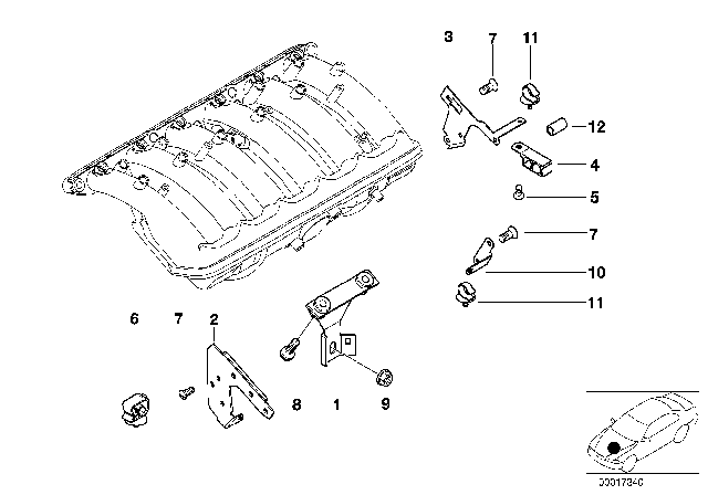 2000 BMW 323Ci Fuel Pipe Bracket Diagram for 11611438265