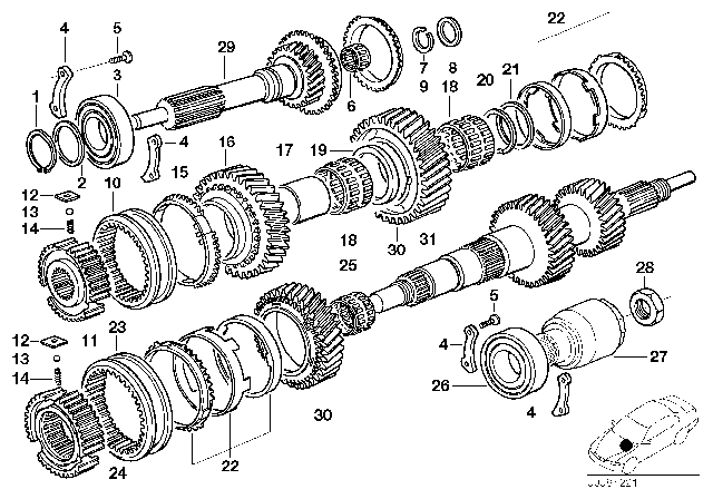 2003 BMW 325xi Drive Shaft / Output Shaft (S5D) Diagram