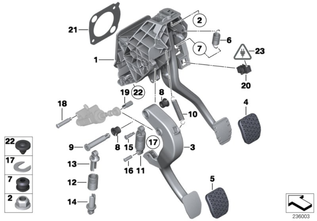 2015 BMW 650i Pedals, Manual Gearbox Diagram