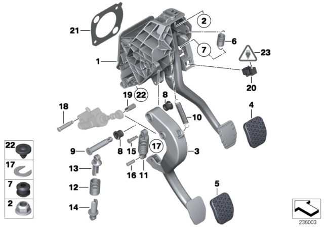 2017 BMW M6 Pedals, Manual Gearbox Diagram