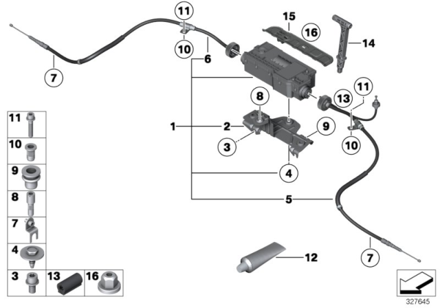 2014 BMW 550i GT Bowden Cable, Parking Brake, Left Diagram for 34436785428
