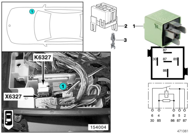 2005 BMW X5 Relay, Fuel Injectors Diagram