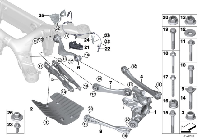 2020 BMW 840i xDrive Rear Axle Support / Wheel Suspension Diagram