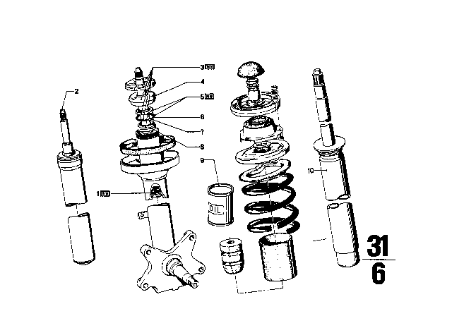 1971 BMW 1602 Insert Shock Absorber Diagram for 31321114384