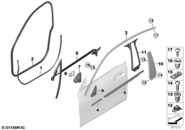 2020 BMW 228i xDrive Gran Coupe WINDOW FRAME COVER, FRONT RI Diagram for 51337483150