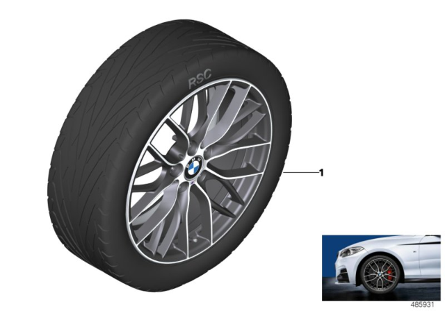 2018 BMW 320i Sedan(F30) BMW LA Wheel M Performance Double Spoke Diagram 1