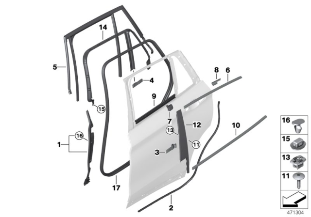 2018 BMW X1 Cover, Window Frame, Right Rear Door Diagram for 51357362230