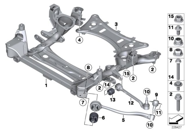 2011 BMW X3 Front Axle Support, Wishbone / Tension Strut Diagram