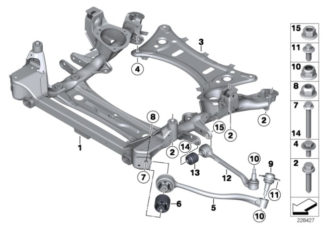 2017 BMW X3 Front Axle Support, Wishbone / Tension Strut Diagram