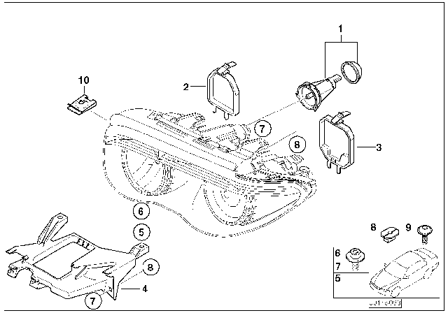 2003 BMW 745i Single Parts, Headlight Diagram 2