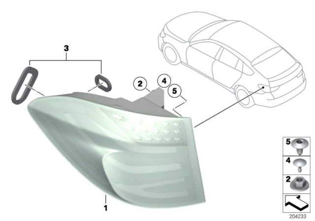 2010 BMW 535i GT Adapter Lead, Rear Light Diagram for 61128780611