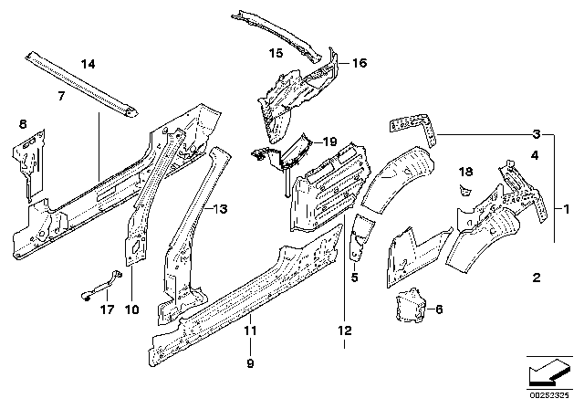 2013 BMW 128i Side Frame Diagram