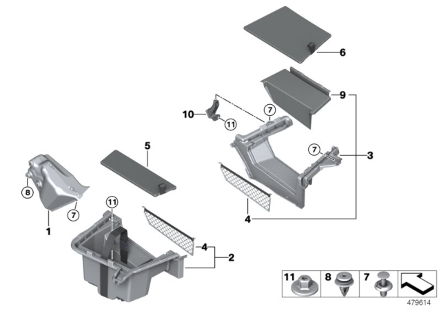 2019 BMW 530e Storage Tray, Luggage-Compartment Floor Diagram 2