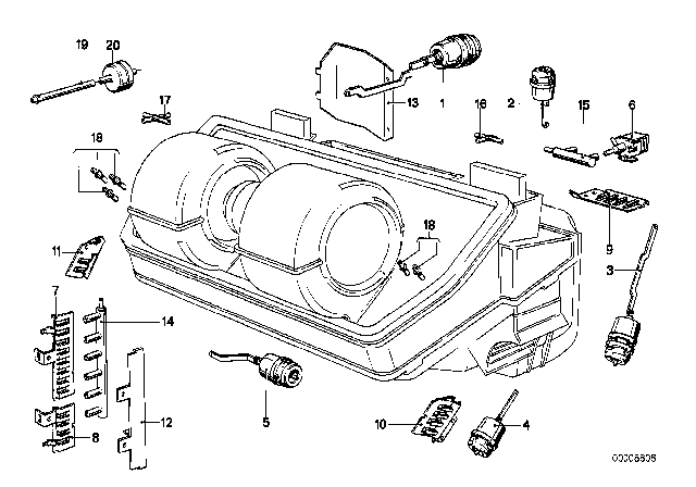 1986 BMW 735i Actuator Defroster Flaps Diagram for 64111368440
