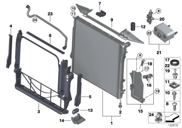 2004 BMW X5 Mounting Parts For Radiator Diagram