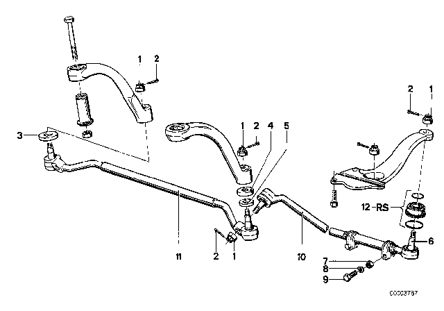 1976 BMW 530i Steering Linkage / Tie Rods Diagram 2