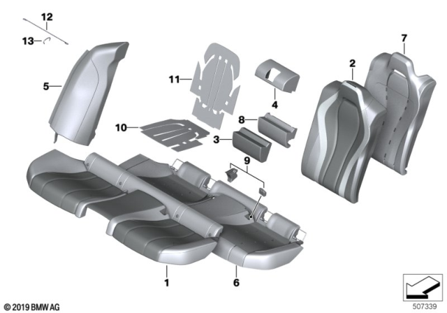 2020 BMW M8 SEAT HEATING BACKREST Diagram for 52209490130