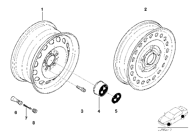 2001 BMW 325i Steel Rim Diagram 1