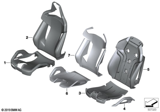 2020 BMW M8 LEFT SEAT FOAM PLASTIC PART Diagram for 52108747247