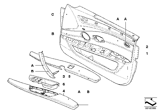 2010 BMW 535i xDrive Individual Door Trim Panel Diagram