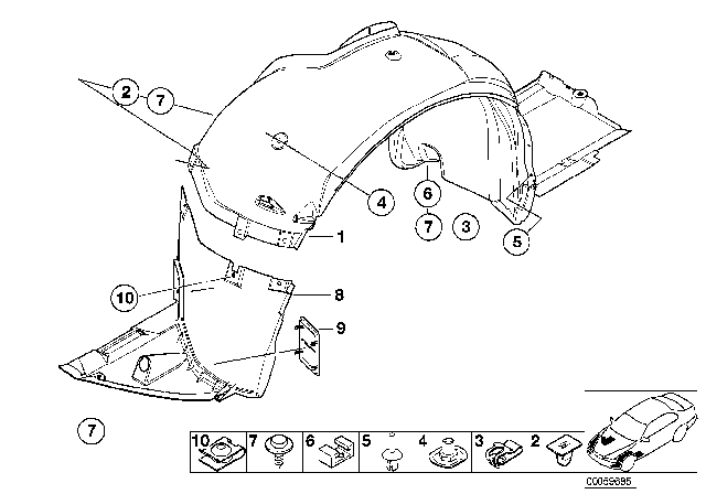 2006 BMW 325Ci Wheel Arch Trim Diagram