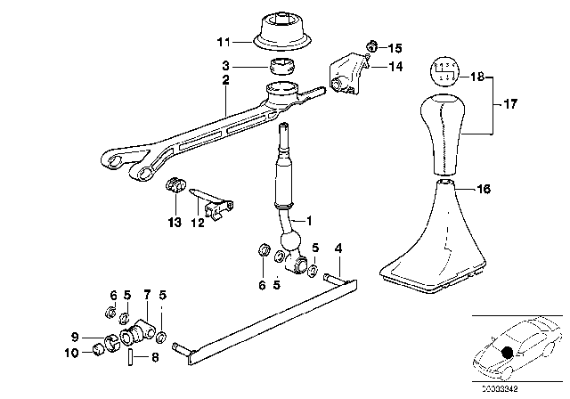 1995 BMW 540i Gearshift, Mechanical Transmission Diagram 1