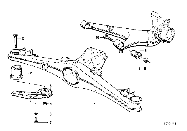 1981 BMW 733i Rear Axle Support / Wheel Suspension Diagram 3