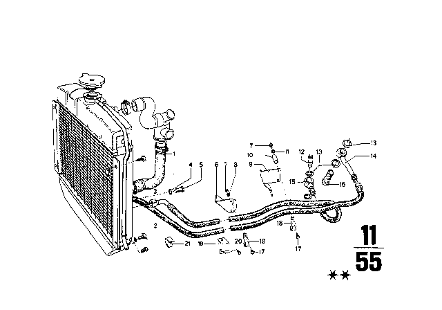 1972 BMW 2002 Radiator Hose Diagram for 11531250702