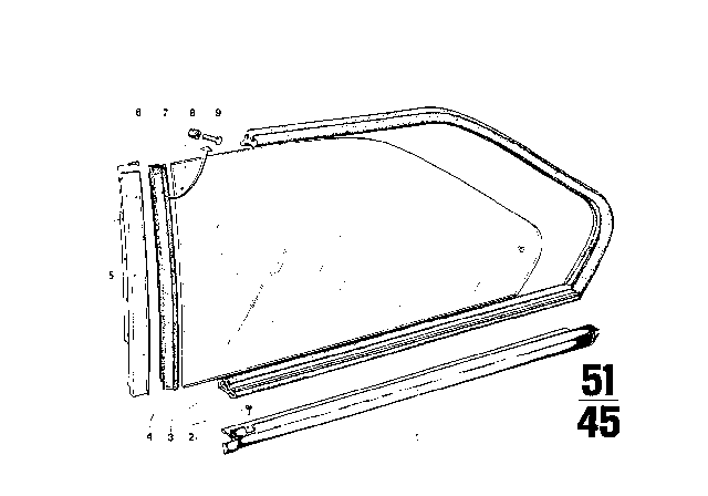 1973 BMW 2002 Right Vent Window Gasket Diagram for 51367441113