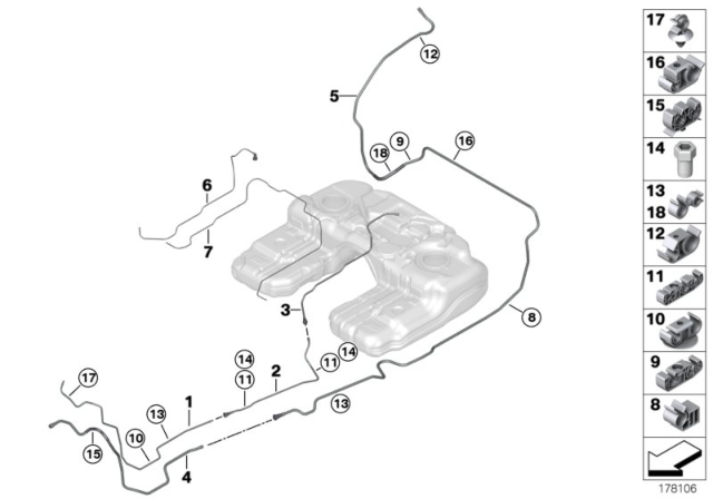 2011 BMW X5 M Fuel Pipes / Mounting Parts Diagram