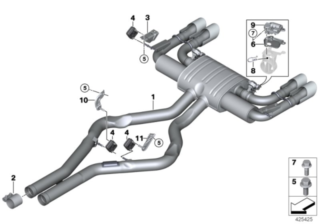 2018 BMW X6 M Rear Exhaust Flap Muffler Diagram for 18307851562