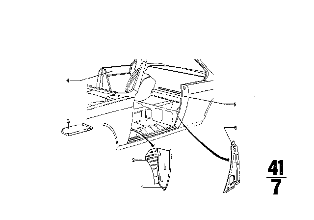 1974 BMW 3.0CS Column A Exterior, Left Diagram for 41211814147