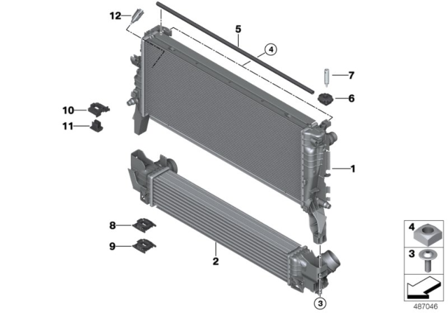 2019 BMW X2 Radiator Mounting Parts Diagram