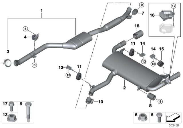 2020 BMW X3 FRONT MUFFLER Diagram for 18308693974