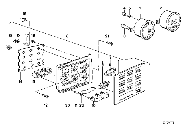 1983 BMW 633CSi Bulb Socket Diagram for 62131365240