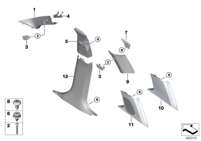 2019 BMW X3 Trim Panel Diagram