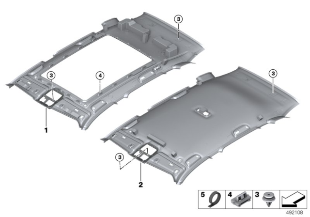 2020 BMW X5 Headlining Panoramic Roof Diagram for 51448745774