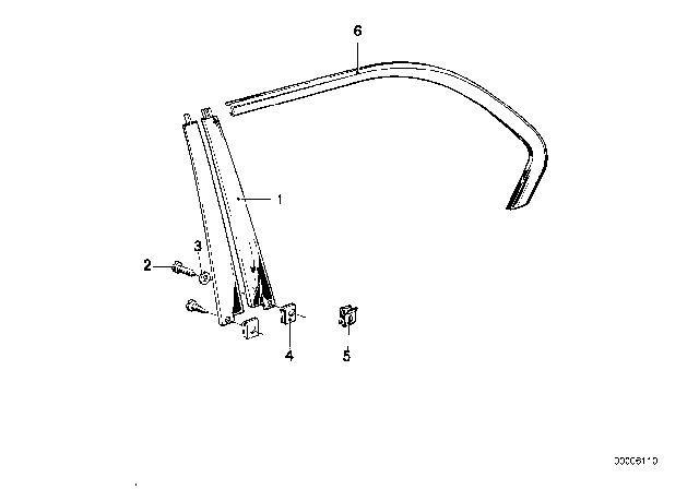 1982 BMW 733i Moulding Black Window Frame Right Diagram for 51341846558